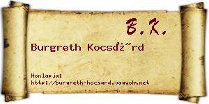 Burgreth Kocsárd névjegykártya